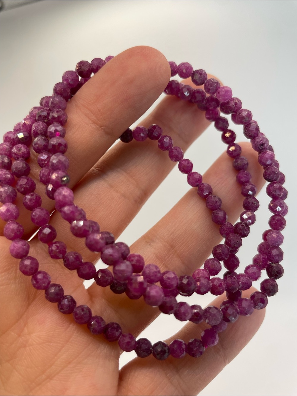 ONE Faceted Ruby Beaded Stretch Bracelet- 4mm (0183)